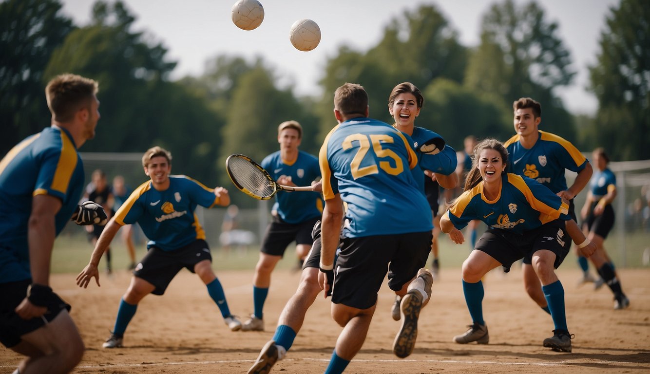 Players engage in recreational sports, laughing and enjoying themselves. Meanwhile, others compete intensely in organized matches, showcasing their skills and determination