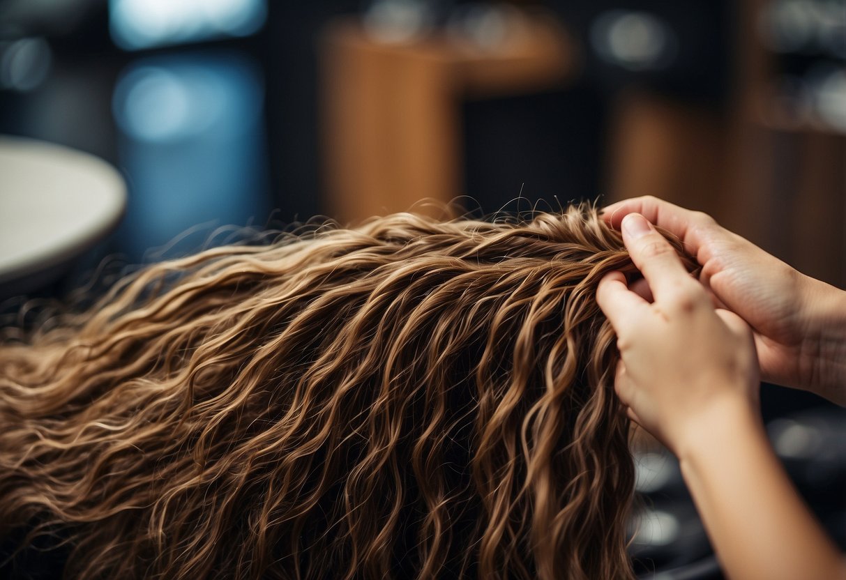 A woman's hair extensions are tangled and matted, possibly due to lack of daily care and maintenance