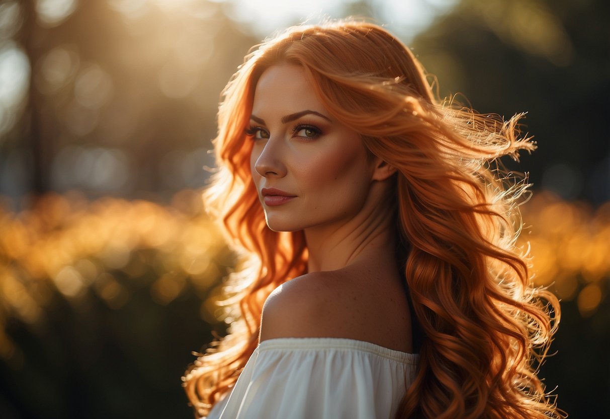 A woman's hair extensions turning orange under the harsh sunlight, despite using sun protection products