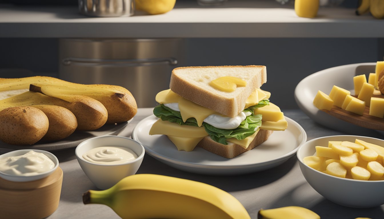 A banana and mayo sandwich surrounded by 10 controversial foods like pineapple on pizza