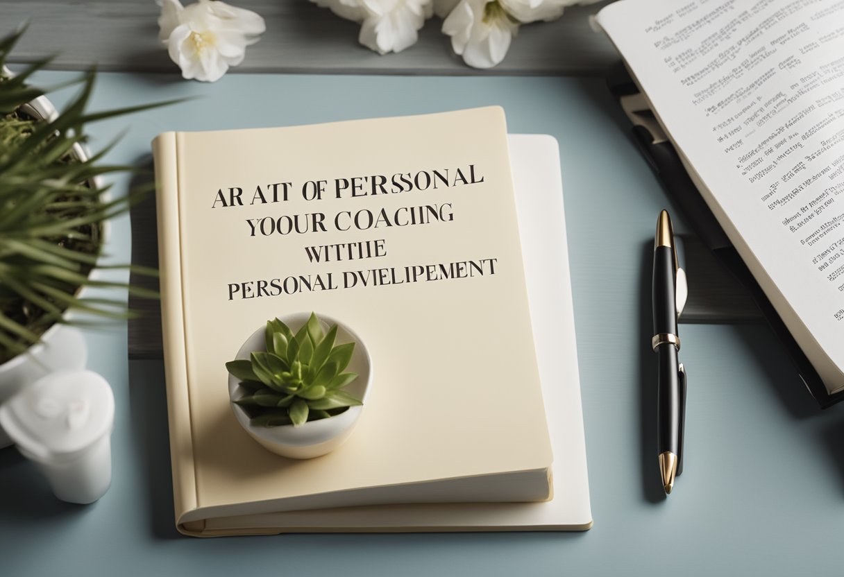 A serene setting with a book titled "The Art of Personal Discipline: How to Change Your Life Immediately with Personal Development Coaching" on a clean, organized desk