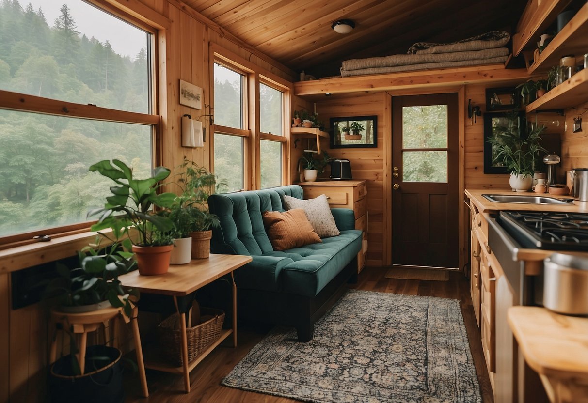 A cozy tiny home nestled in a picturesque Pennsylvania community, surrounded by lush greenery and a sense of tranquility