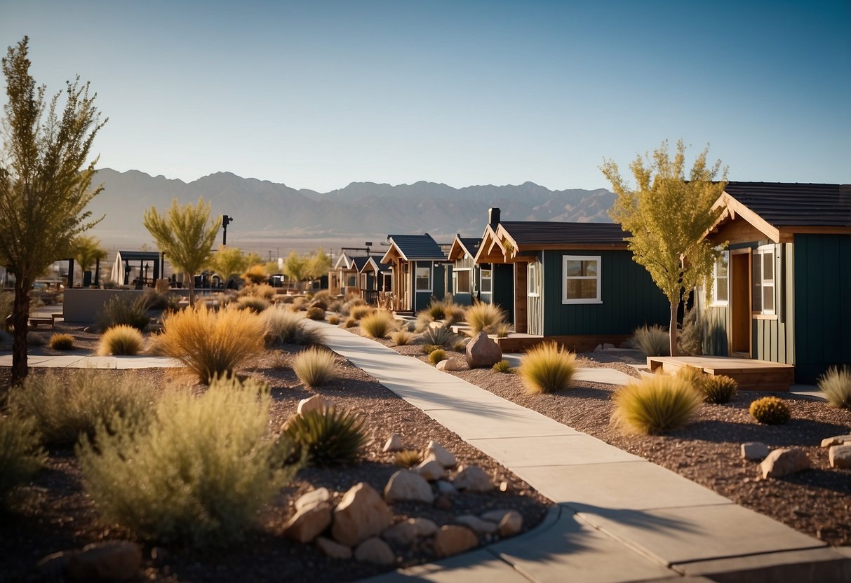 The Las Vegas tiny home communities feature modern amenities and key features such as communal green spaces, recreational facilities, and sustainable design elements