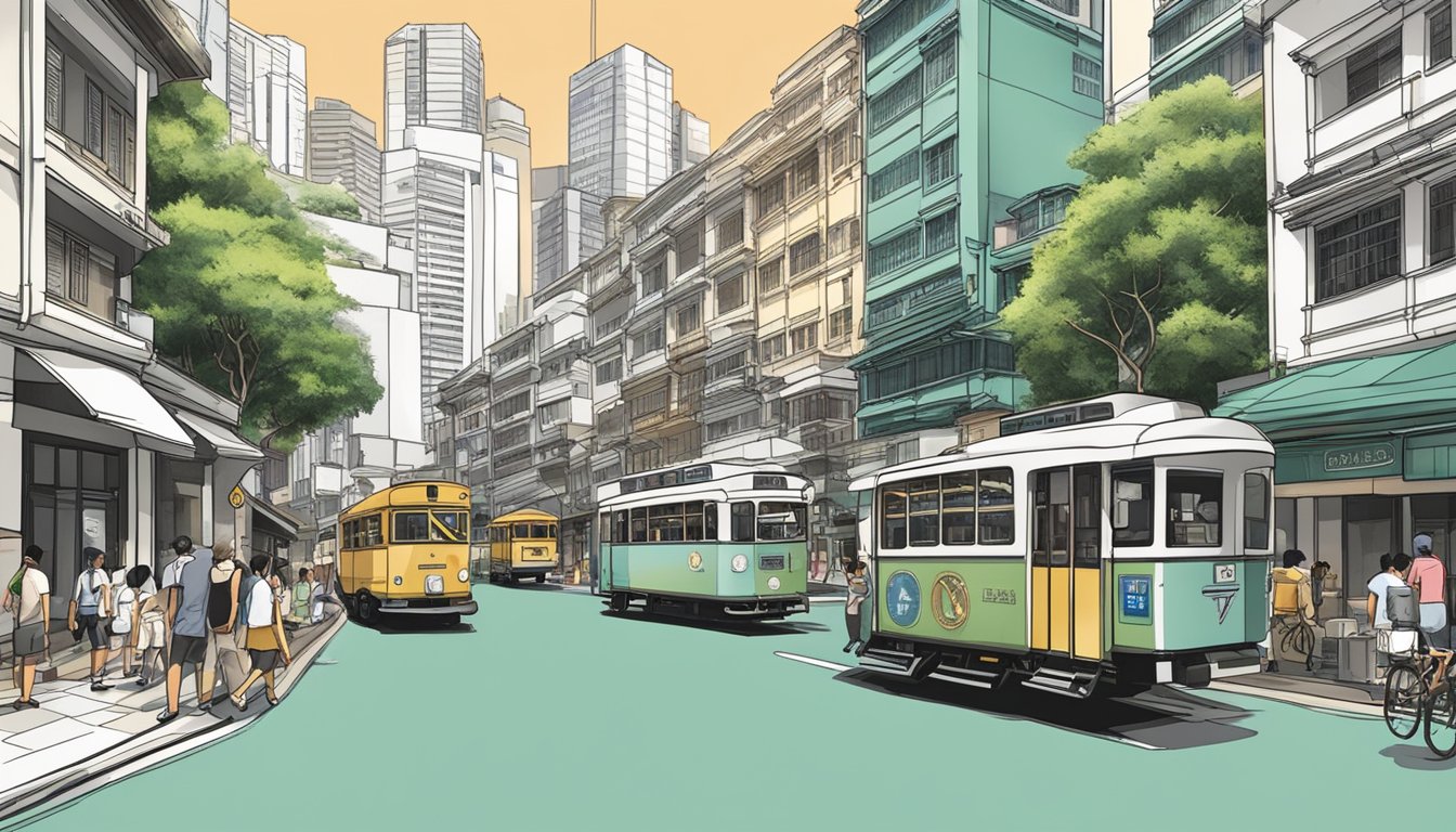A bustling street in Tanjong Pagar, Singapore, with a prominent sign for the "Best Licensed Money Lender" and a mix of modern and historic architecture