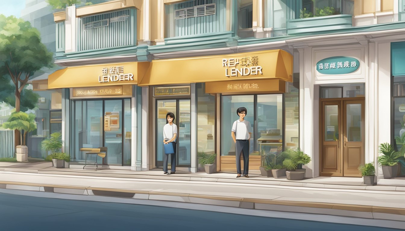 A storefront sign reads "Reputable Licensed Money Lender" near Beauty World Singapore. The building is clean and professional, with a welcoming atmosphere