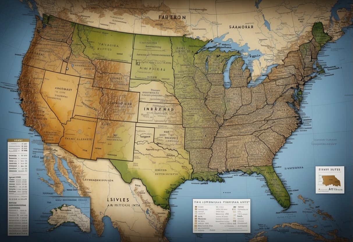 A map of the United States with highlighted states that allow air admittance valves