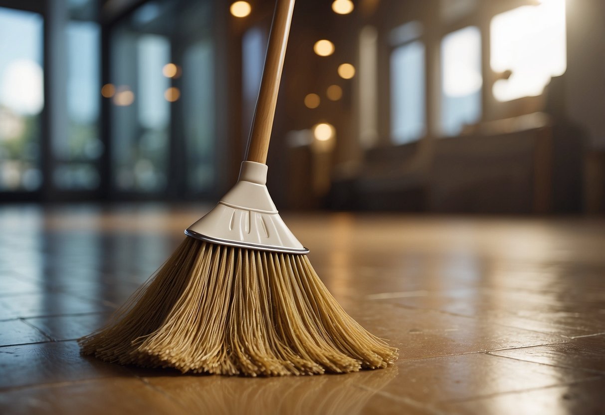 A long broom sweeps across a wide area, while a short broom sweeps a smaller space