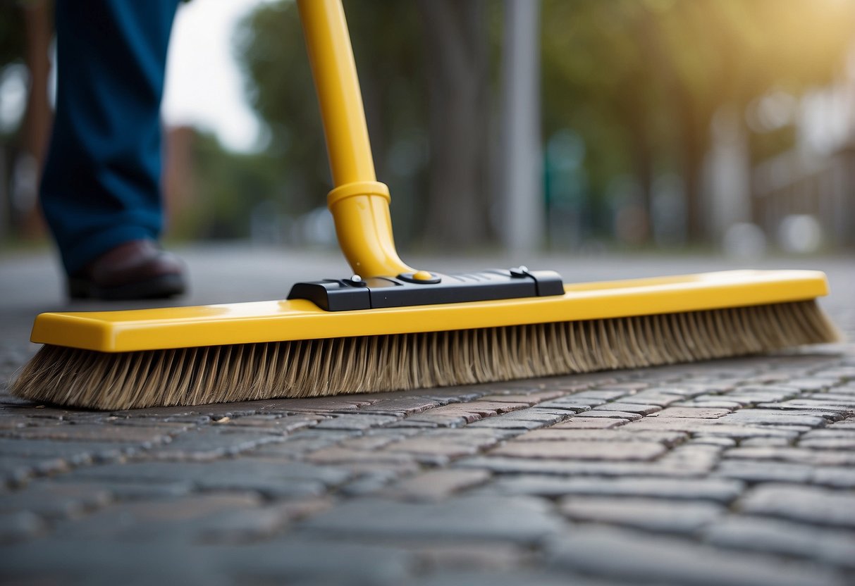 A long broom sweeping in a wide arc, contrasting with a short broom making quick, small movements