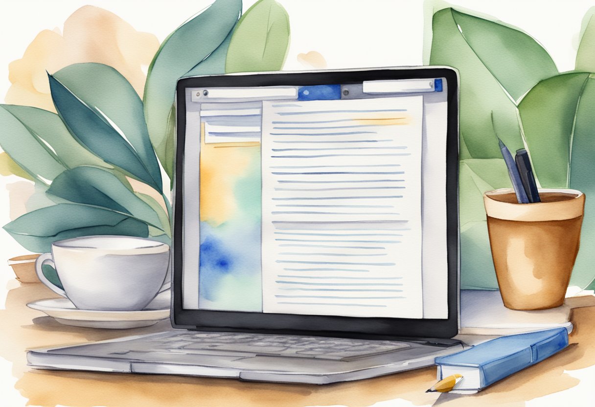 A laptop displaying an email draft with the subject line "Thank You Email After Interview" surrounded by a cup of coffee, a pen, and a notebook