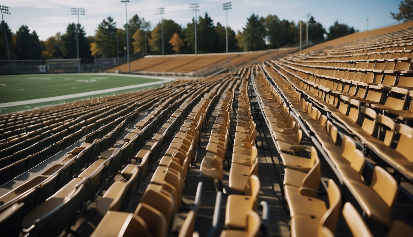 High school bleachers packed, college stadium empty