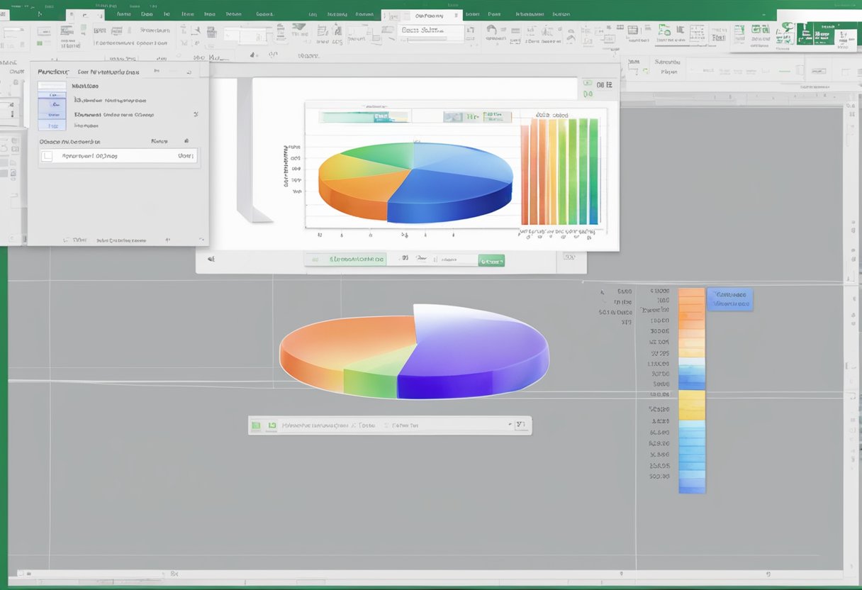 Excel window open, a cursor clicks "File" then "Export to PDF". A progress bar appears as the data is converted to a PDF file