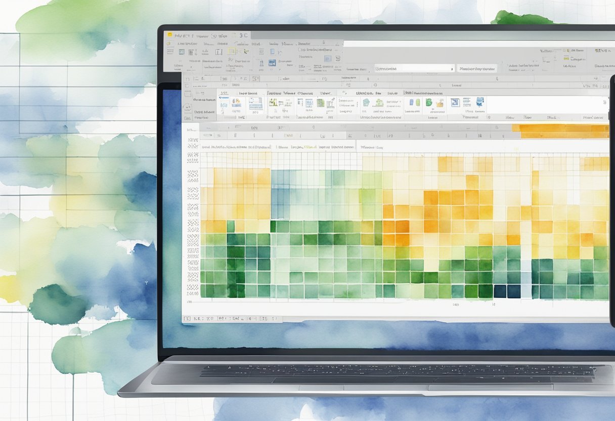 A computer screen displays an Excel spreadsheet with VBA code manipulating data post-filtering using the Autofilter feature. Cells are highlighted and data is being rearranged