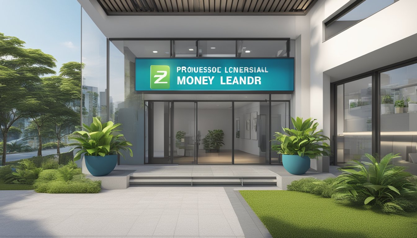 A signboard outside a clean and professional office in Dover, Singapore, with the words "Best Licensed Money Lender" prominently displayed