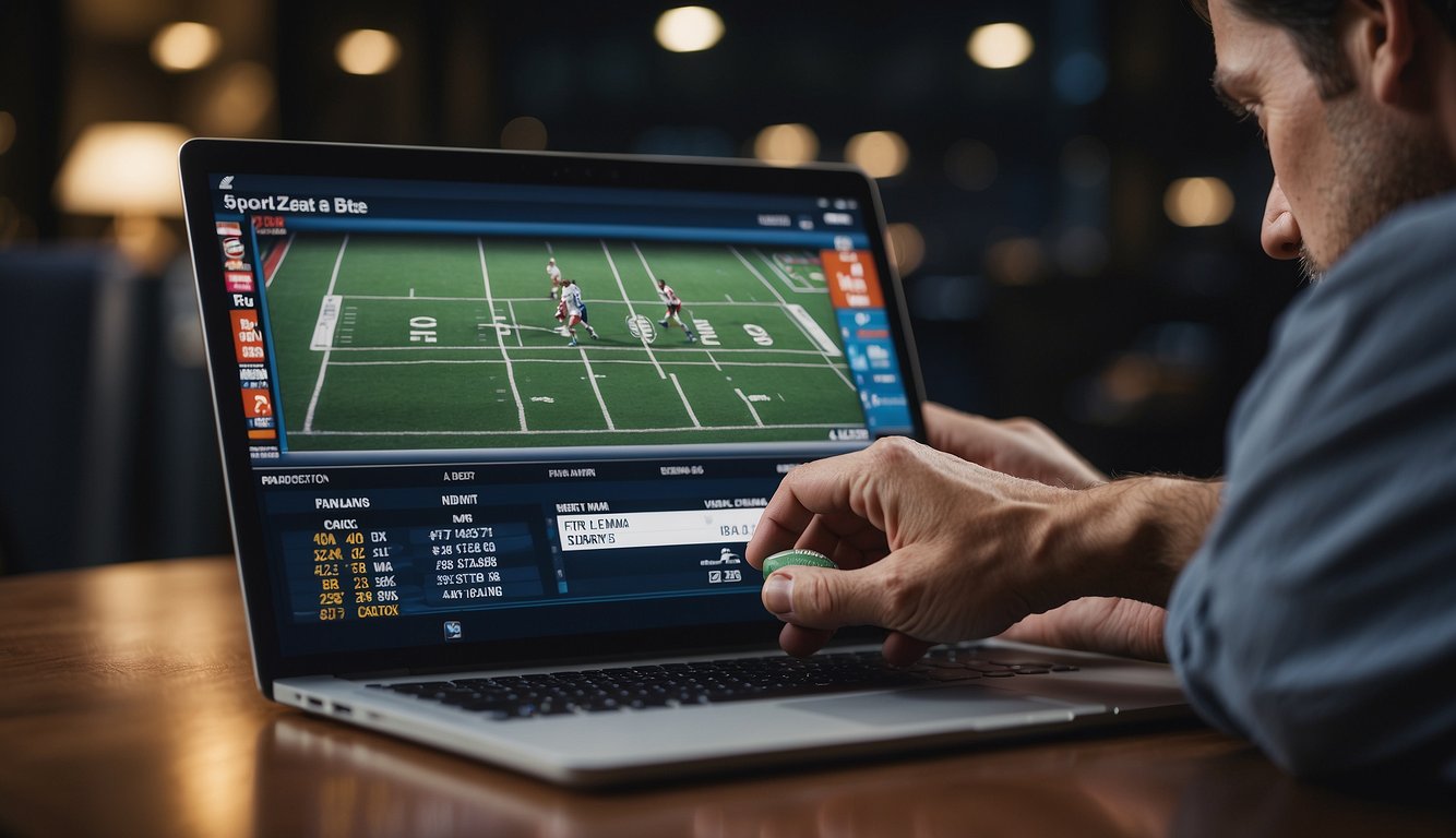 A person in Texas placing a sports bet online, with a secure and responsible approach