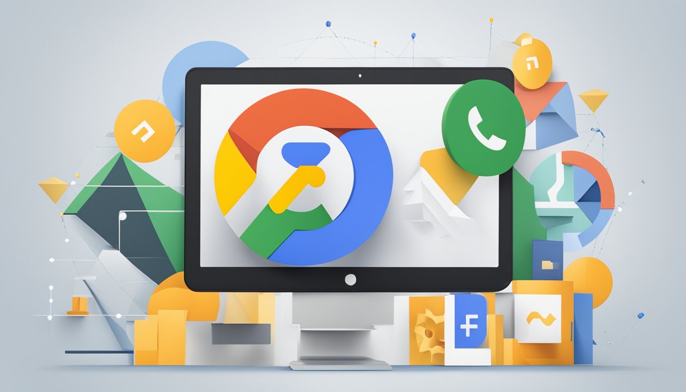 Google Ads logo integrated with 'Min Bedrift' logo on a digital screen