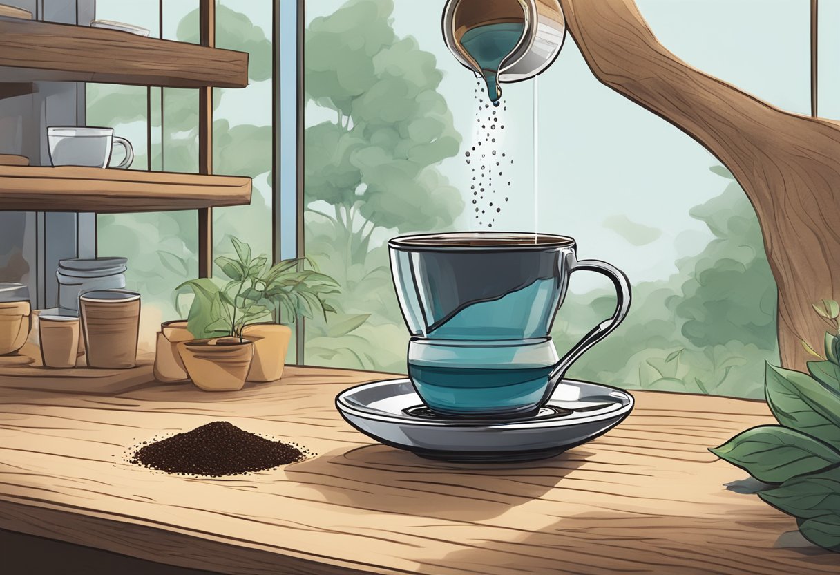 A serene moment as water flows over coffee grounds, creating a calming and meditative pour-over experience
