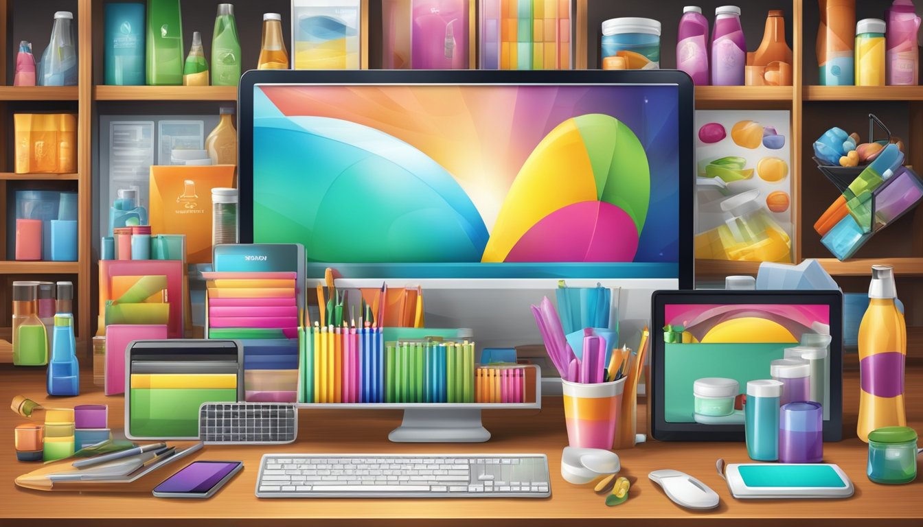 A colorful display of products arranged in a strategic manner to attract attention and communicate a clear marketing message