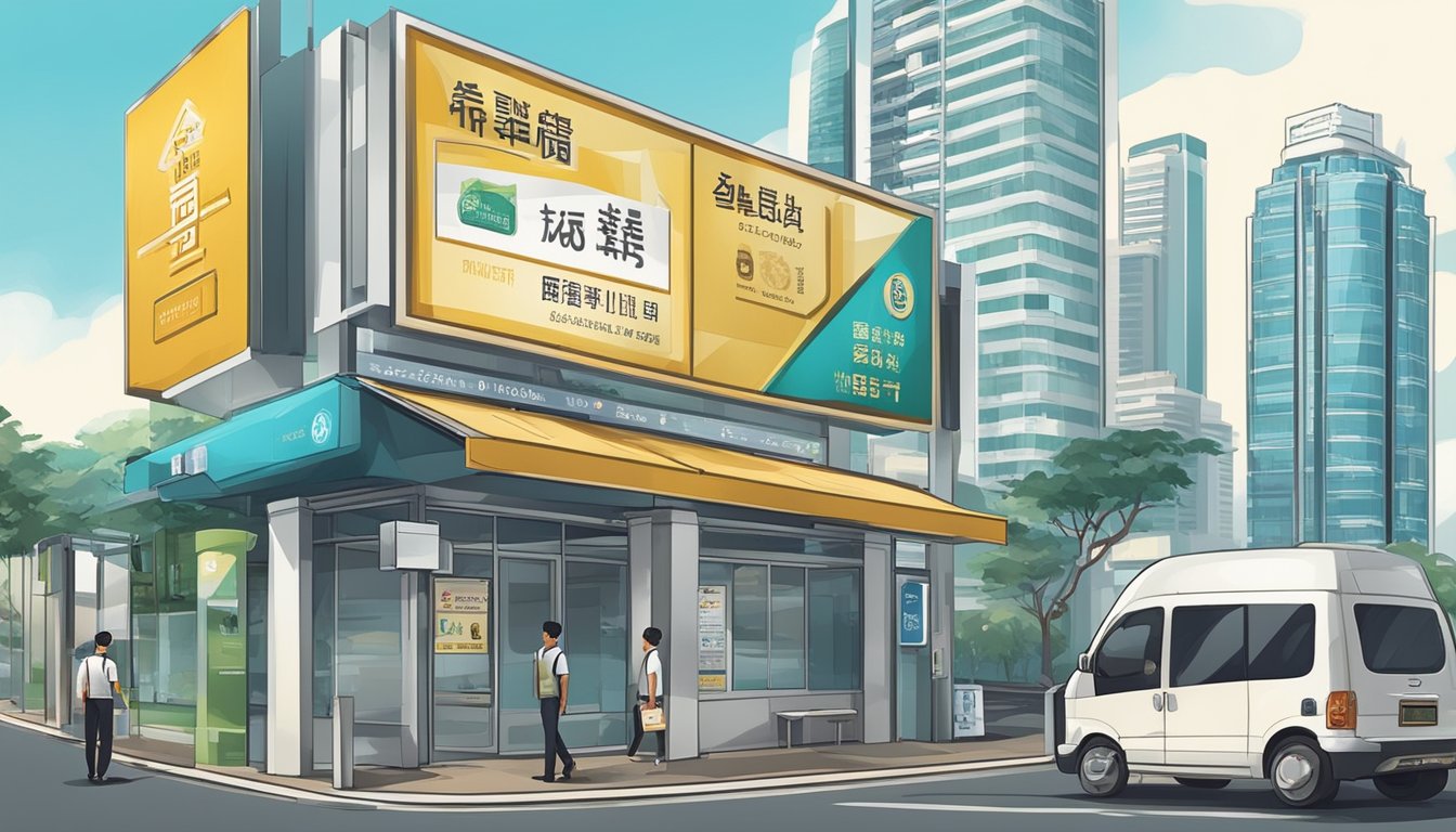 A signboard with "Reputable Licensed Money Lender" stands prominently near Tuas Crescent, Singapore. The surrounding area exudes professionalism and trustworthiness