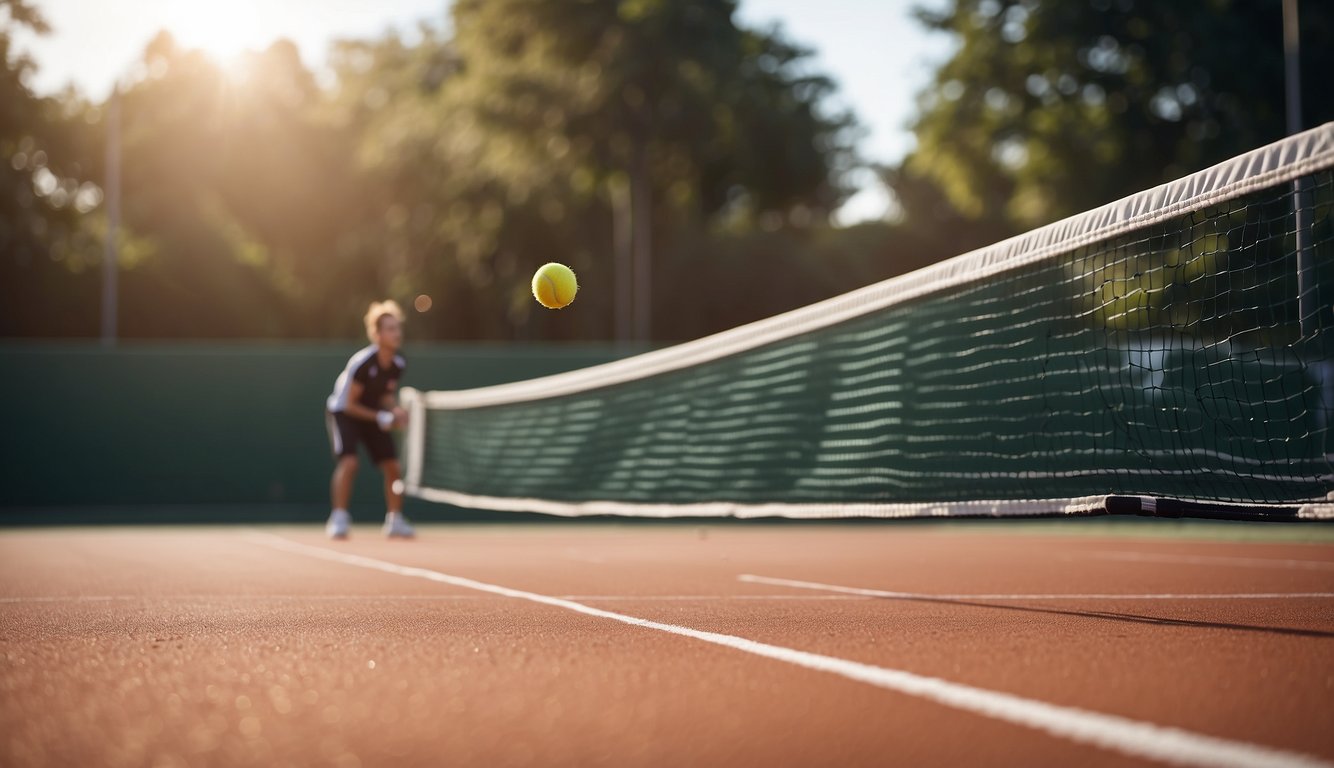 Tennis court with players, table tennis, track and field, tug of war, triathlon, and target shooting