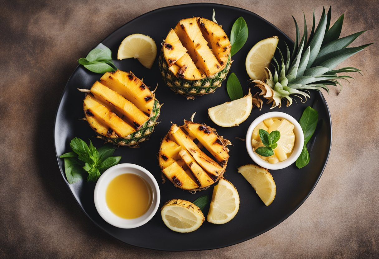 Grilled pineapple on a plate with keto-friendly ingredients