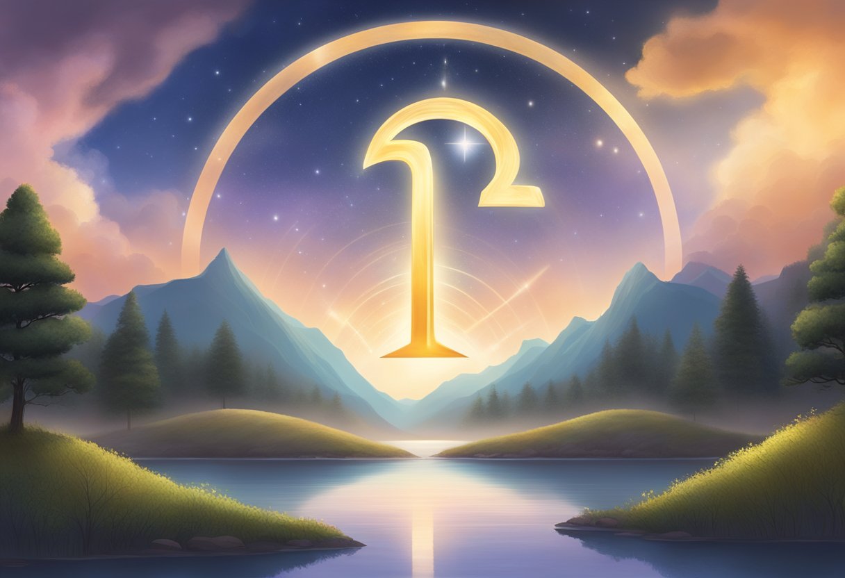 A glowing 1122 symbol hovers above a serene landscape, radiating spiritual significance and importance