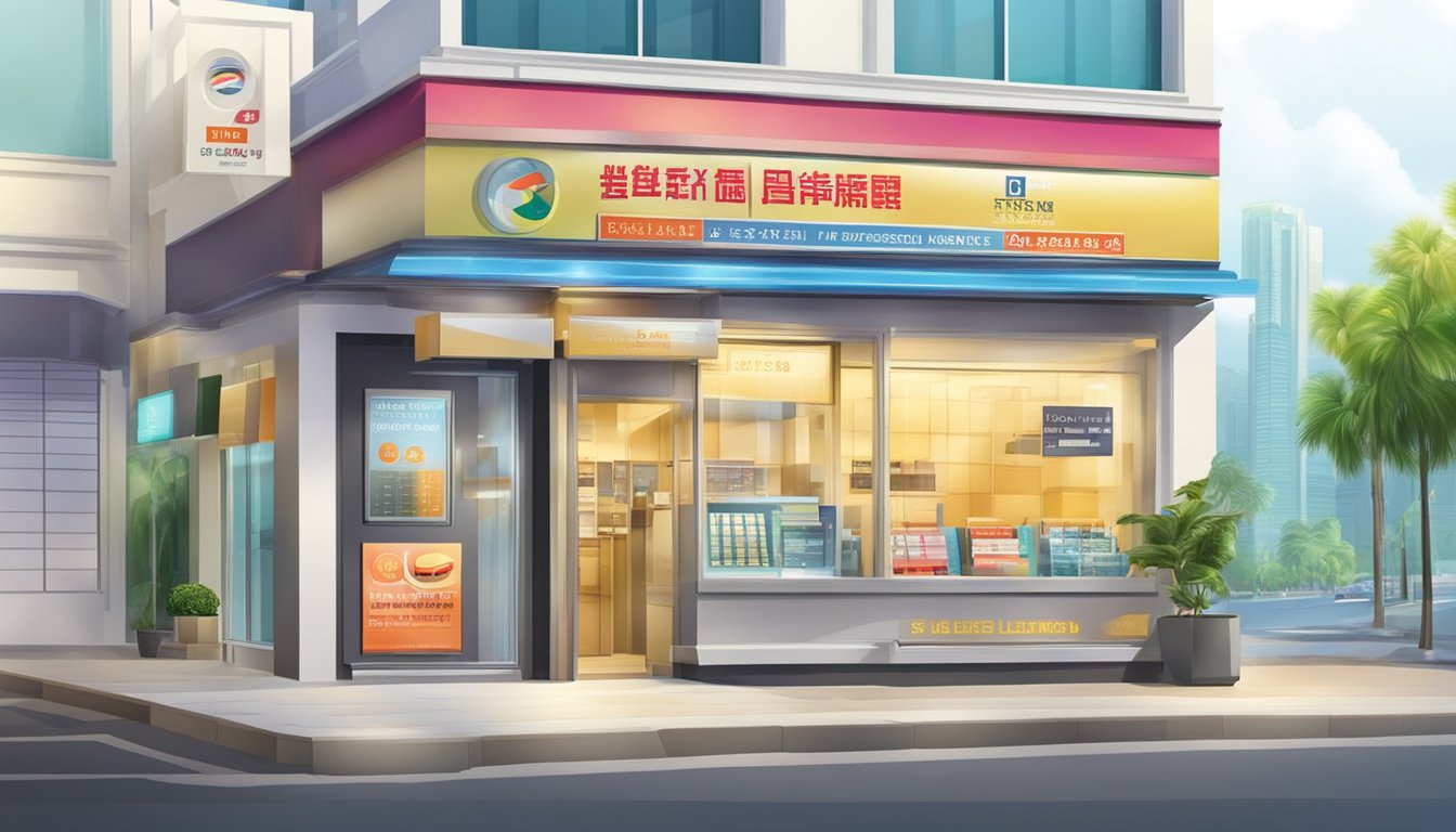 A signboard with "Best Licensed Money Lender" in Nicoll Highway, Singapore. Bright and professional storefront with clear signage and logo
