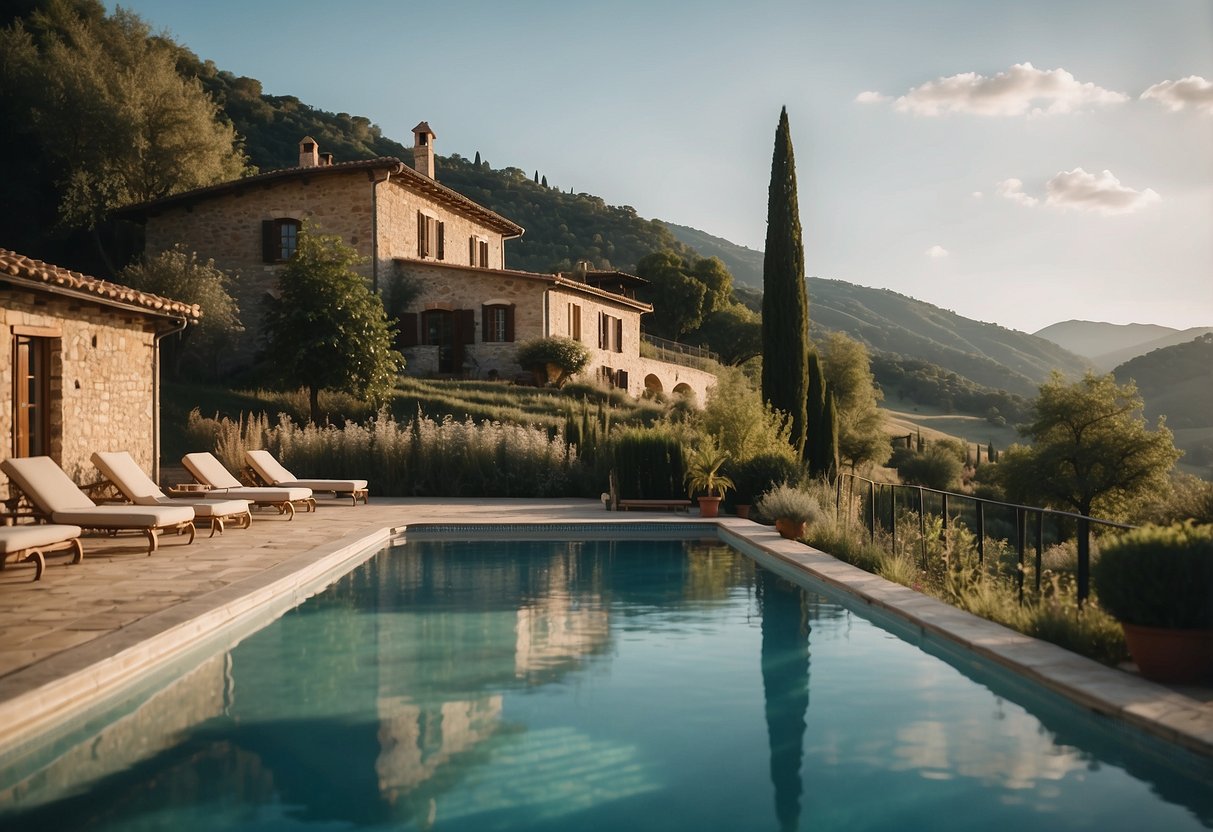 uno dei migliori agriturismi con piscina in italia. Piscina di un agriturismo di lusso contestualizzata nel verde