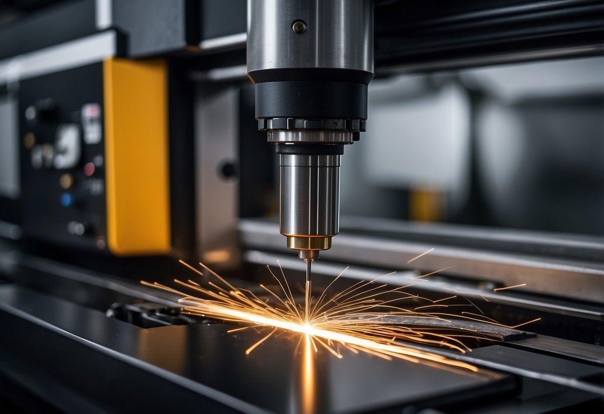 A Tanaka laser cutting machine in action, emitting a precise and powerful beam to swiftly cut through various materials with high-speed precision