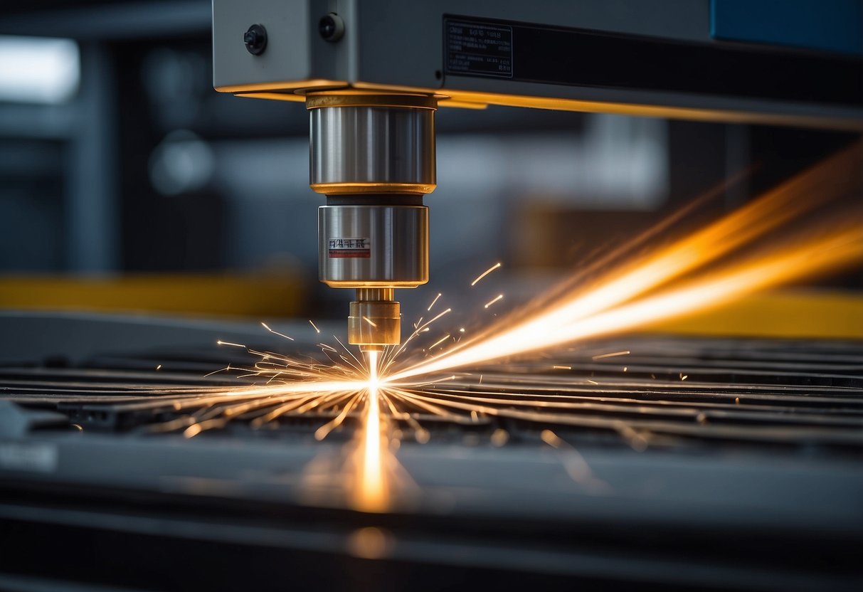 A Tanaka laser cutting machine in action, emitting a precise and clean beam to cut through various materials with accuracy