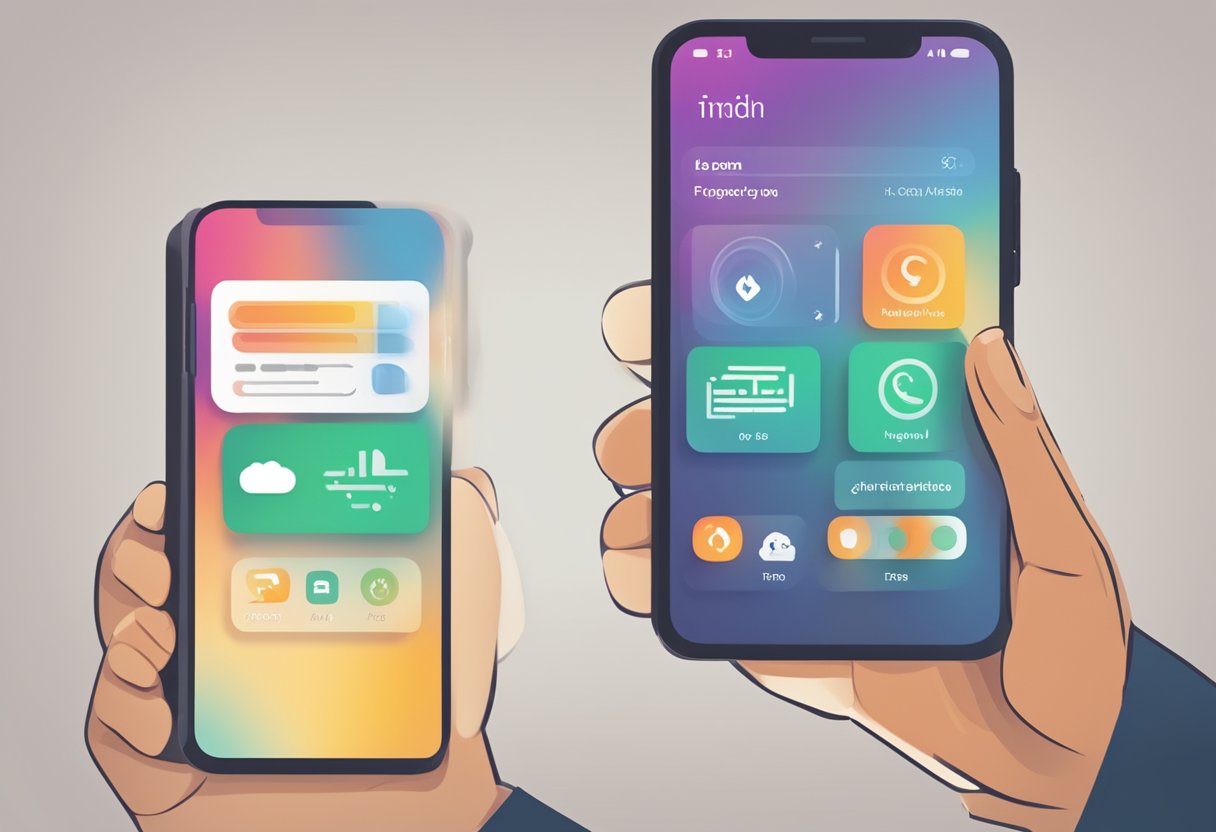 A hand holding a phone with the "Indique e Ganhe" program app open, with a finger tapping on the "cadastro" button