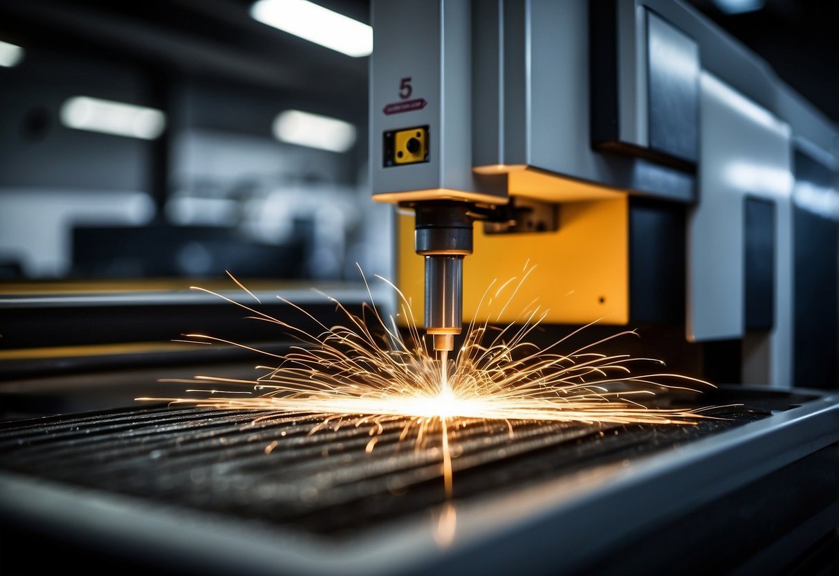 A Tanaka laser cutting machine efficiently cuts materials with minimal waste. The machine's precision and speed are evident as it cuts through various materials with ease