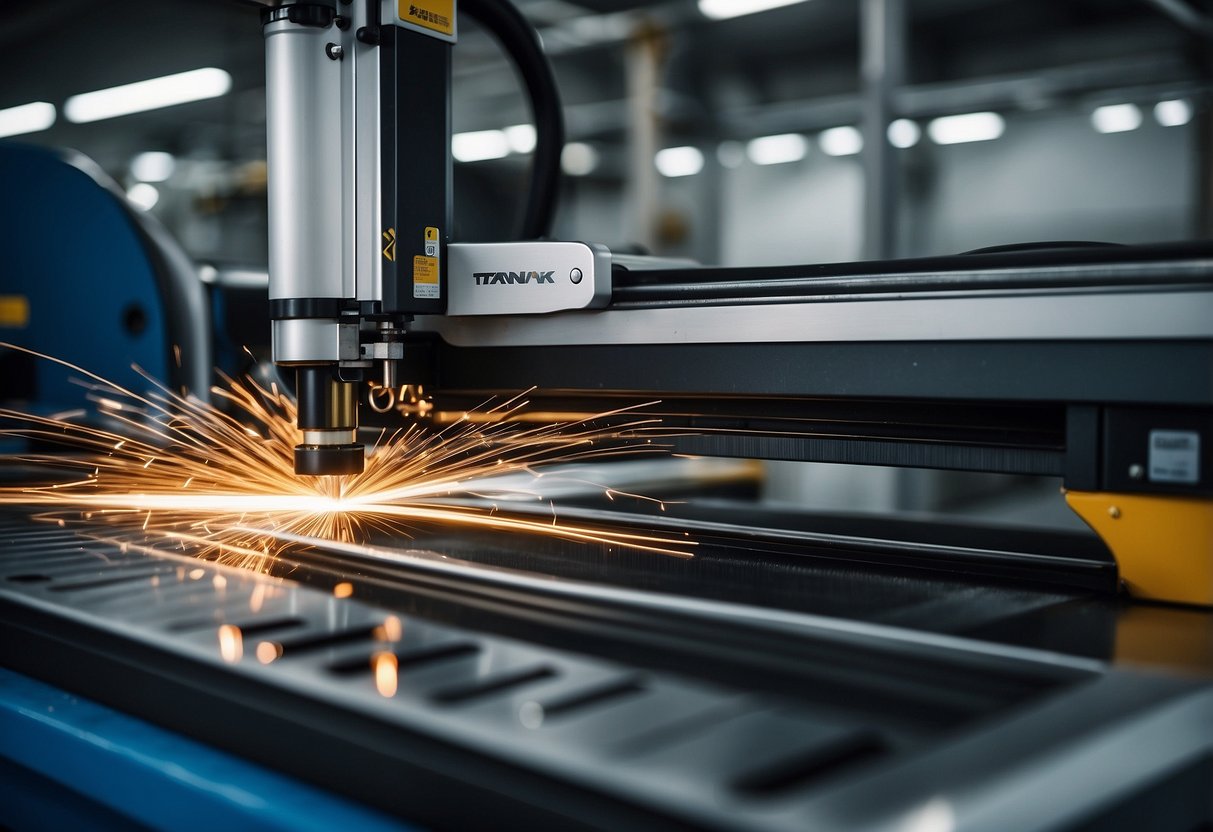 The Tanaka laser cutting machine precisely slices through various materials, showcasing its advanced technology and efficient material utilization