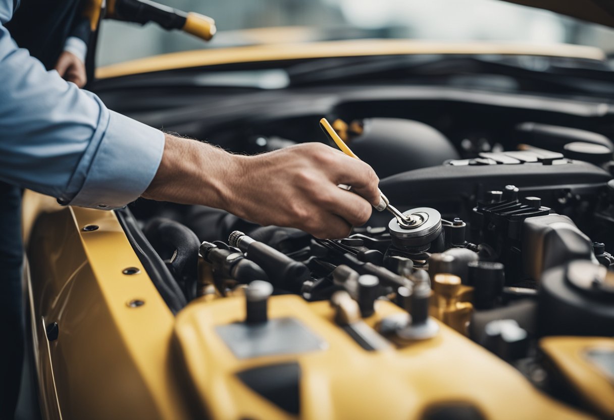 A person working on a car, using basic tools for small repairs