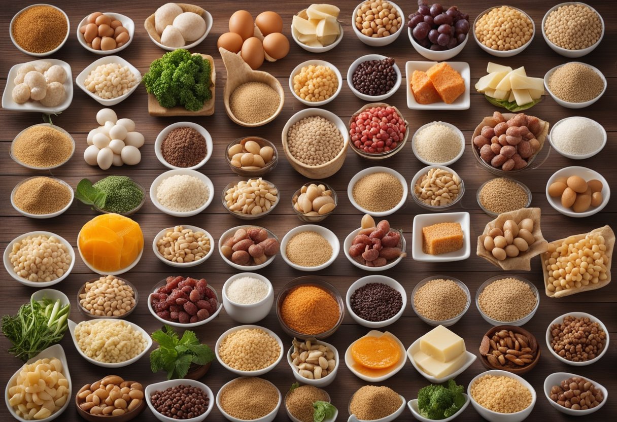 A selection of protein-rich ingredients for high-protein main dishes