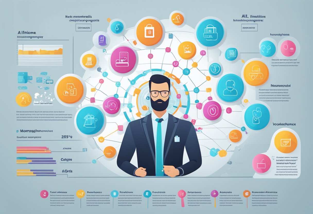 An AI phone agent surrounded by key statistics and benefits in a modern, sleek infographic layout