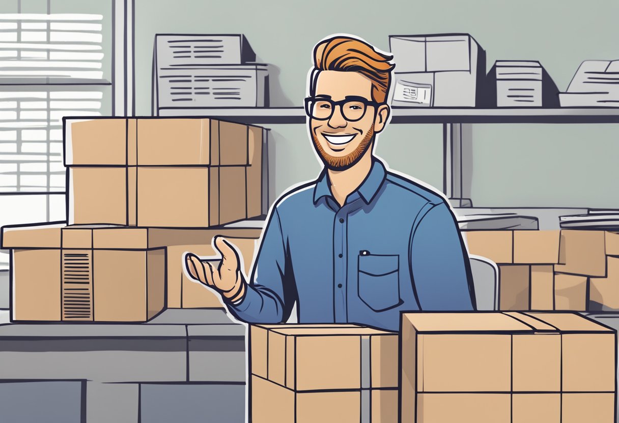 A WaFd Bank customer smiling while receiving FedEx package, with a speech bubble quoting Andrew Smith, CCO of ICS.AI AI Phone Agent