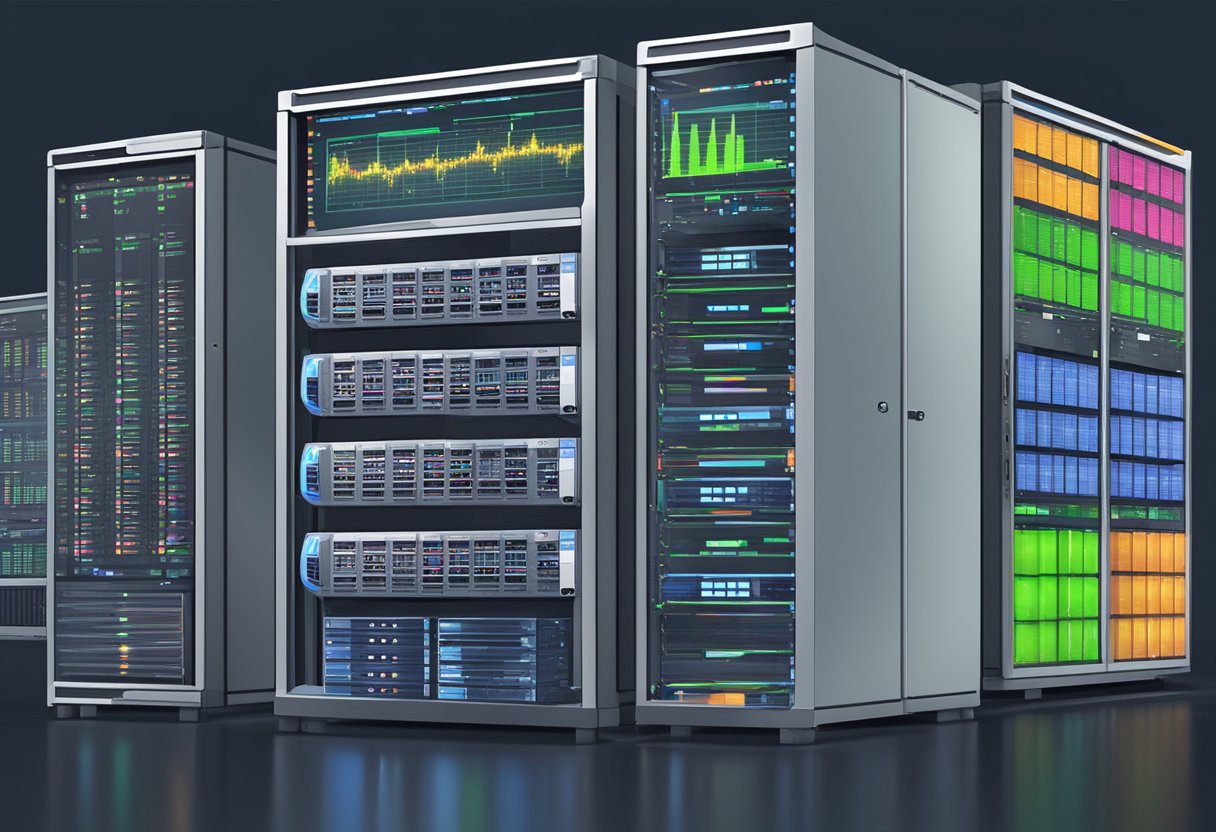 Multiple computer servers with forex trading software running on them. VPS servers are virtual, while dedicated servers are physical and powerful