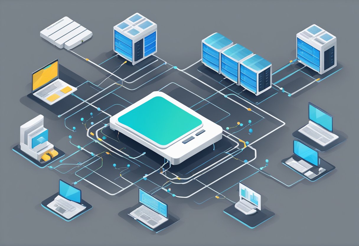 A computer server is divided into sections for shared hosting, while a VPS has its own virtual server. Dedicated hosting uses an entire physical server, and cloud hosting utilizes a network of servers for flexibility