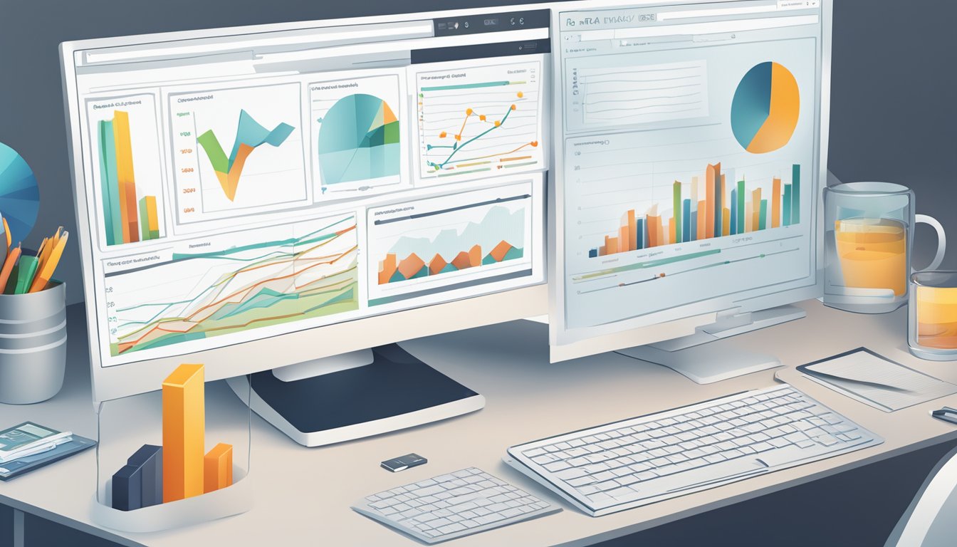 A computer screen displaying SEO analysis tools and data charts