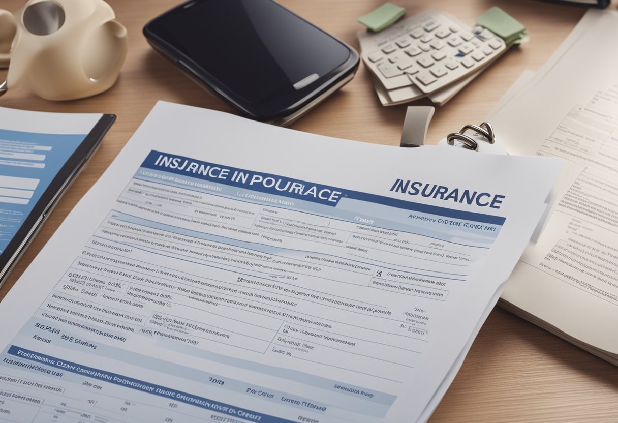 Various types of insurance policies and their coverage options displayed on a table