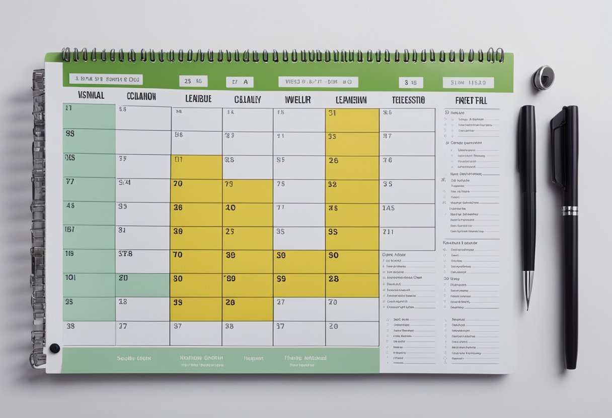 A weekly cleaning schedule being organized on a calendar