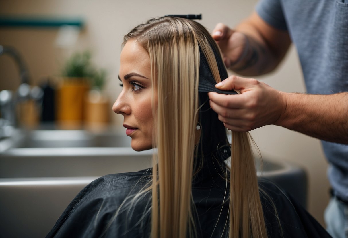 Tape-in hair extensions being washed and dried correctly, avoiding common mistakes