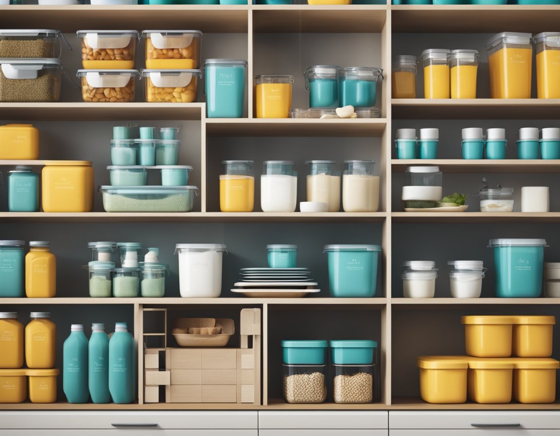 A neatly organized and intelligently stored home with labeled containers and shelves for efficient maintenance of order