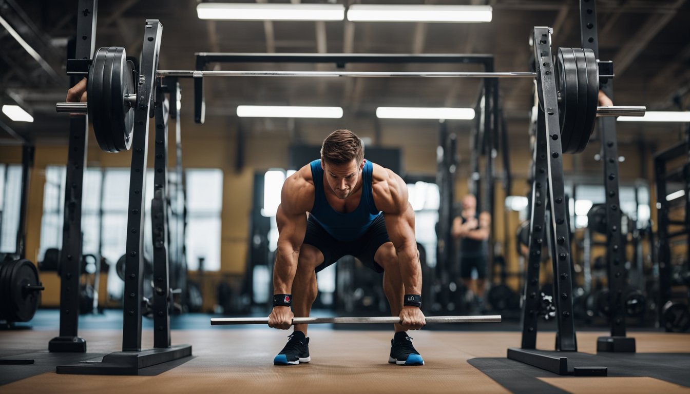 A weightlifting gym with focused individuals using PNL and concentration techniques. No human subjects or body parts visible