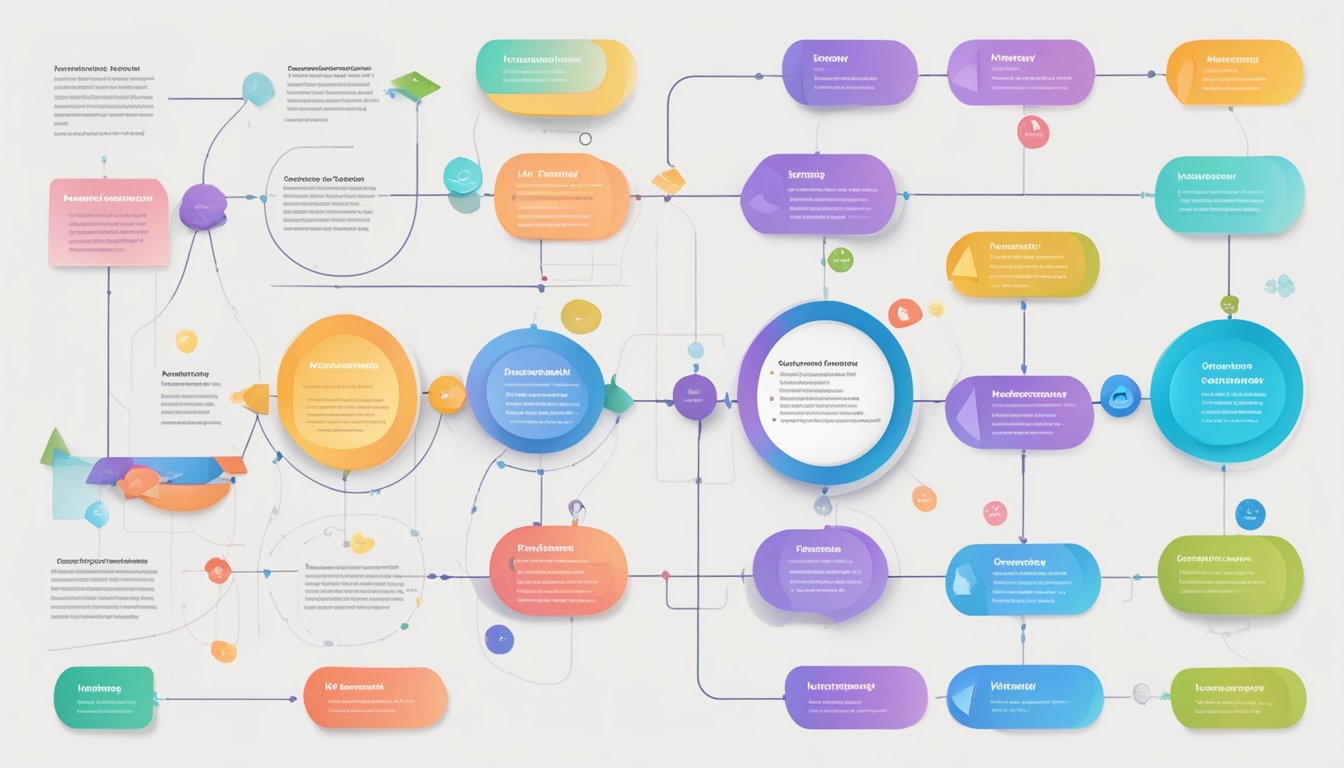 A colorful flowchart showing user journey visualization techniques