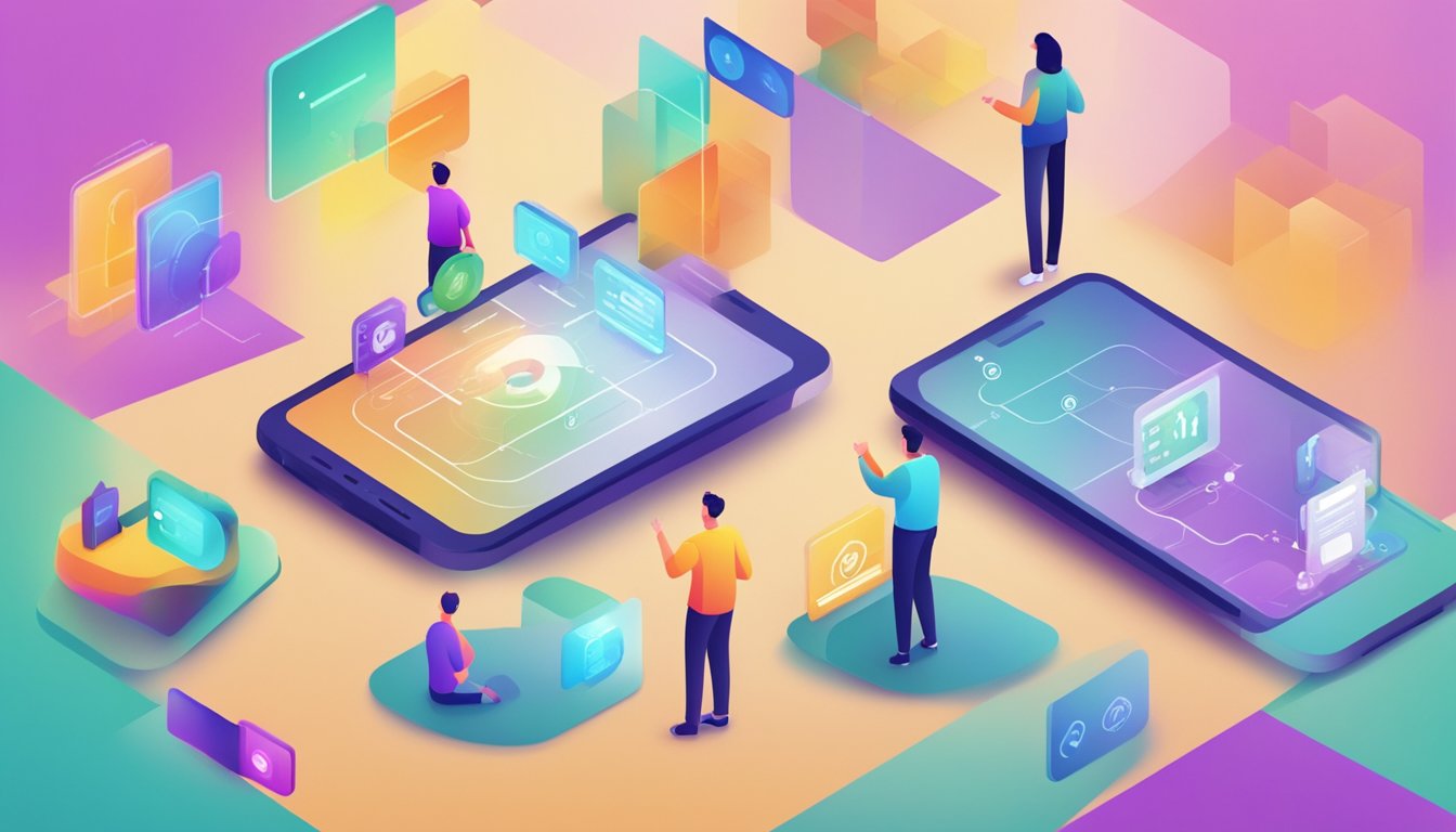 A person interacts with a digital interface, facing various challenges and needs. The journey involves multiple touchpoints and potential obstacles