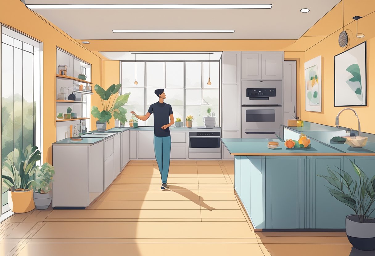 A sleek AI voice device controls various home services, from adjusting thermostats to ordering groceries, revolutionizing efficiency and satisfaction