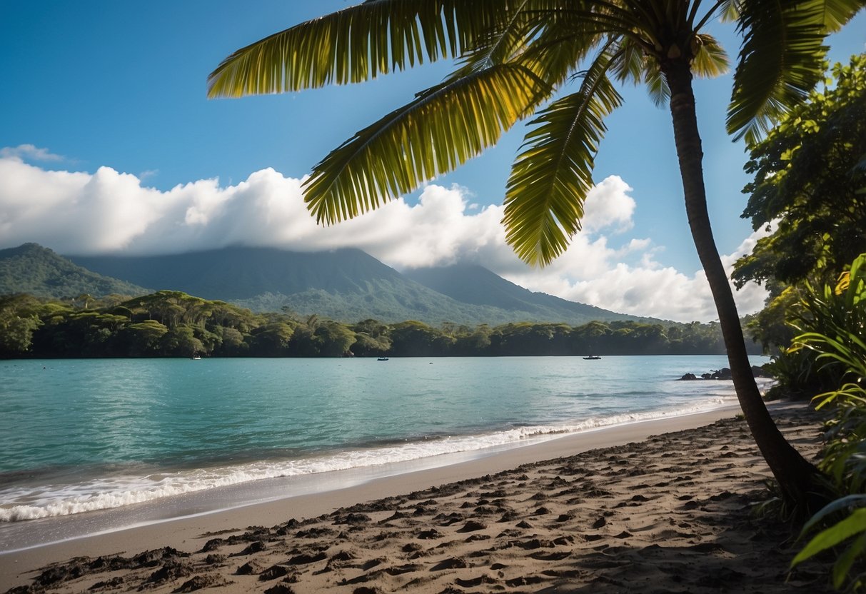 Costa Rica beach with jungle trees