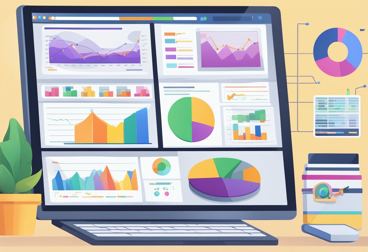 A computer screen displaying a comprehensive guide on monetizing online content, with charts and graphs showing increased earnings