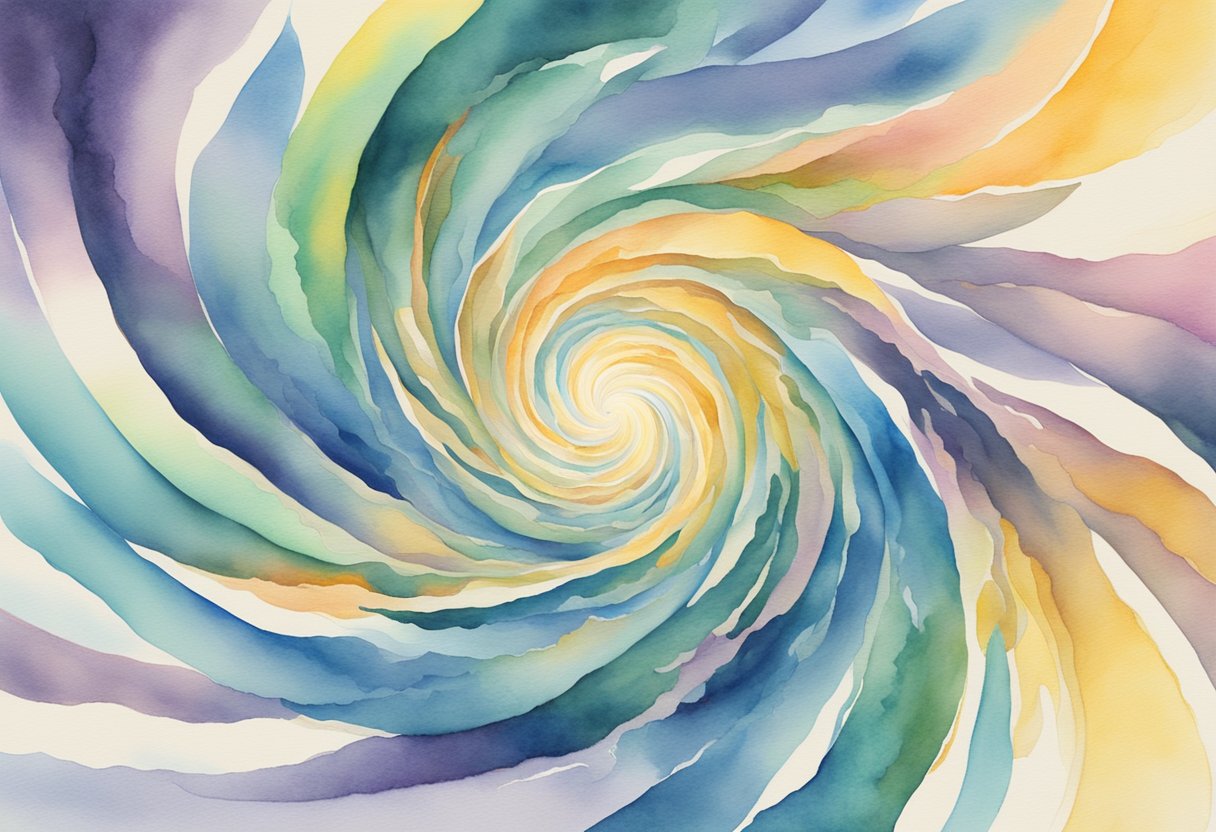 A swirling vortex of thoughts and ideas emanates from a glowing center, representing the power of the subconscious mind